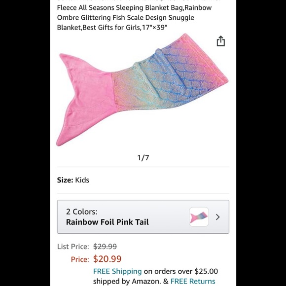 Mermaid tail fleece blanket - Picture 2 of 2